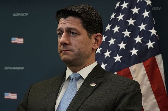 Paul Ryan ræddi við blaðamenn í dag.