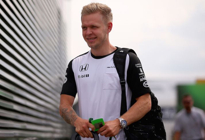 Kevin Magnussen var látinn taka pokann sinn á afmælisdaginn.