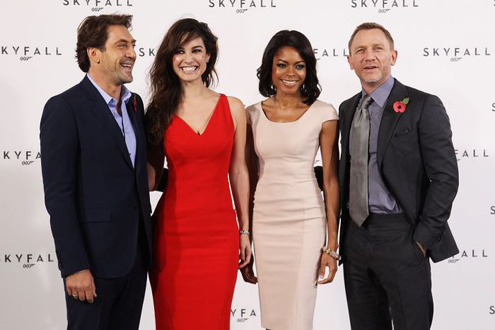 Daniel Craig fer fyrir fríðu föruneyti nýjustu Bond-myndarinnar. Javier Bardem verður aðalskúrkurinn en franska leikkonan Bérénice Marlohe og Naomie Harris verða svokallaðar Bond-stúlkur. Hópurinn kom saman í fyrsta skipti fyrir myndatöku í London í gær þegar Bond-myndinni var gefið nafnið Skyfall. 
Ný andlit í næstu Bond-mynd Albert Finney og Ralph Fiennes verða á meðal leikara í Skyfall, 23. kvikmyndinni um James Bond. Það verða líka þær Bernice Marlohe og Naomie Harris.