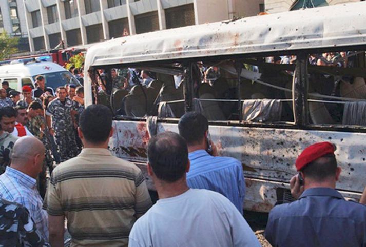 Frá vettvangi sprengingarinnar.