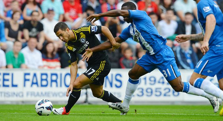 Hazard var alltaf skrefi á undan leikmönnum Wigan.