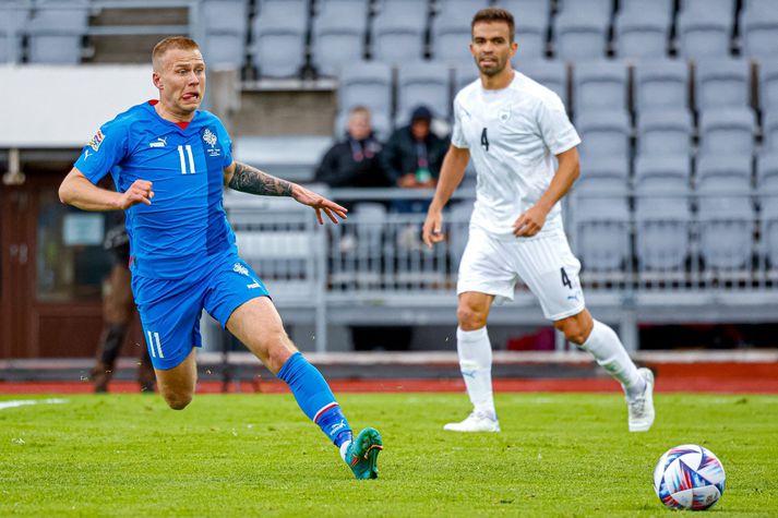 Jón Dagur Þorsteinsson skoraði fyrra mark Íslands í leiknum. 