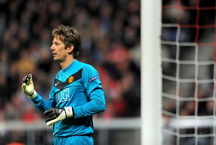 Edwin van der Sar, markvörður United.