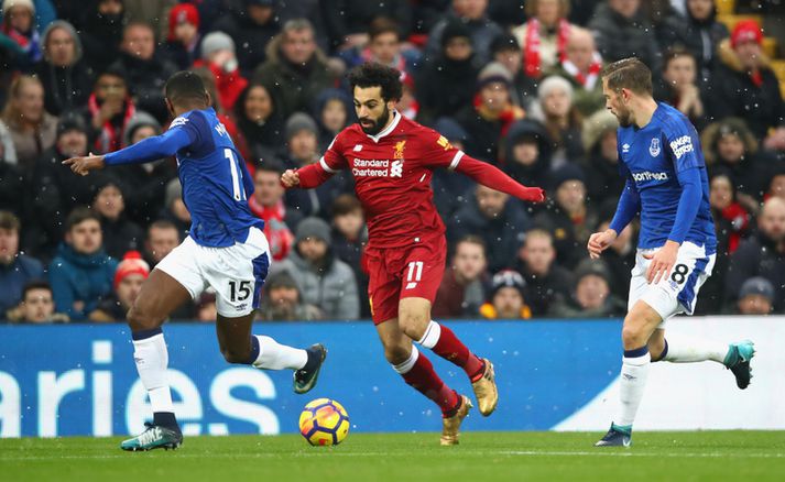 Mohamed Salah og Gylfi Þór Sigurðsson mætast á sunnudaginn.