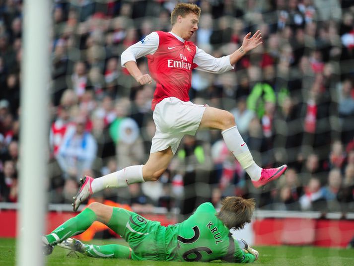Nicklas Bendtner í leik með Arsenal á móti Newcastle á dögunum.