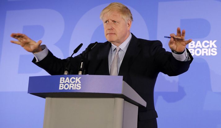 Boris Johnson er hann hóf kosningabaráttu.