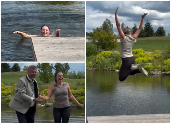 Hulda Clara Gestsdóttir vakti mikla athygli fyrir fögnuðinn sinn.