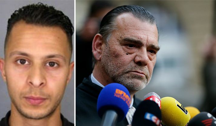 Salah Abdeslam og Frank Berton, annar lögmanna.