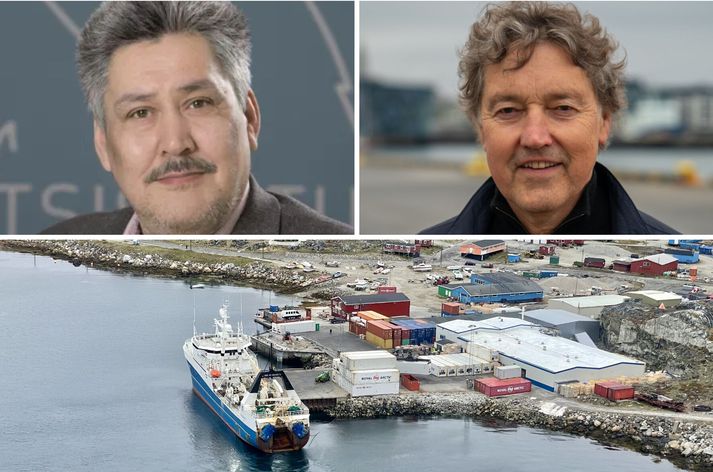 Jens Napãtôk er tortrygginn í garð umsvifa Guðmundar Kristjánssonar í grænlenskum sjávarútvegi. Myndin neðst er af fiskvinnslu APF í Nanortalik.