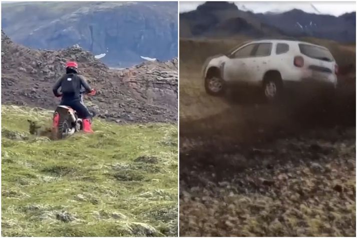 Ökumaður krossara spændi upp móann við Nesjavallaleið. Utanvegaakstur er ólöglegur á Íslandi. „Þetta er ofsalega sorglegt,“ segir landvörður.
