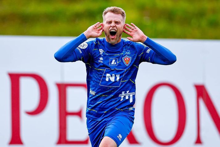 Elfar Árni Aðalsteinsson skoraði tvö mörk í dag.
