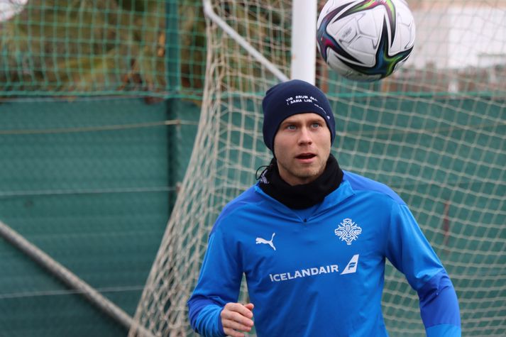 Jón Dagur Þorsteinsson á æfingu íslenska landsliðsins á Spáni.