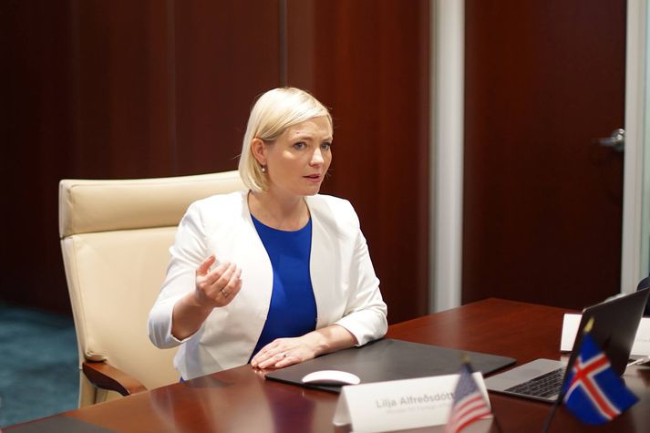 Lilja Alfreðsdóttir á fundi The National Economists Club í gær.