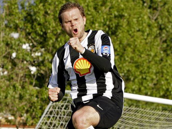 Guðmundur Benediktsson skoraði fyrra mark KR í kvöld.