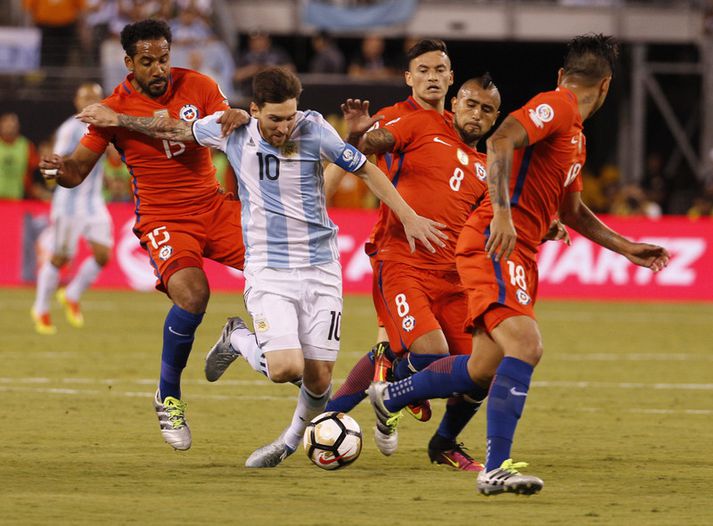 Lionel Messi í úrslitaleiknum á móti Síle.