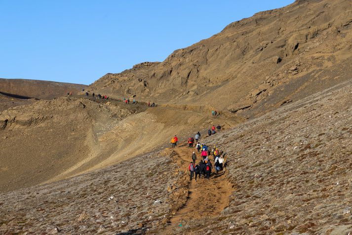 Stígurinn virðist vera góður jafnt fyrir göngufólk en jafnframt fjallahjól og jafnvel fjórhjól ef björgunaraðilar þurfa að komast á svæðið í flýti.