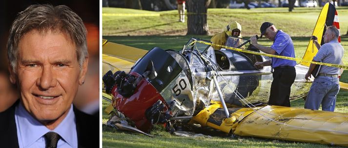 Ford stýrði lítilli flugvél og brotlenti á golfvelli í Los Angeles, skömmu eftir að hafa tekið á loft á flugvellinum í Santa Monica.