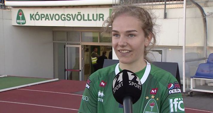 Áslaug Munda Gunnlaugsdóttir skoraði tvö mörk fyrir Breiðablik í stórsigrinum í gær.