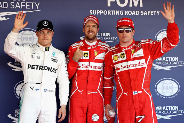 Valtteri Bottas, Sebastian Vettel og Kimi Raikkonen voru fljótustu menn dagsins.