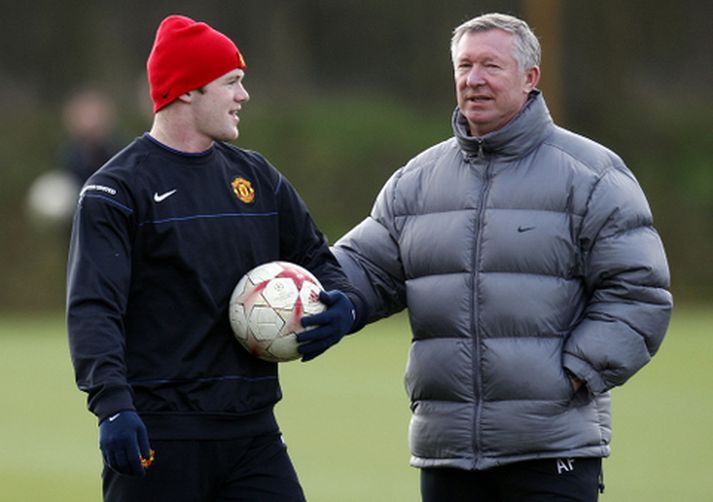 Enski landsliðsmaðurinn Wayne Rooney ásamt Sir Alex Ferguson.