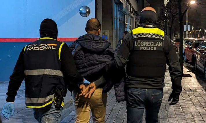 Frá handtöku í tengslum við málið hér á Íslandi.