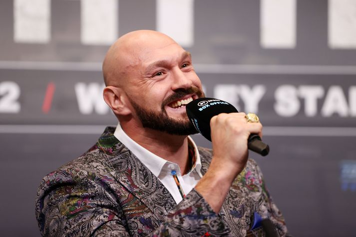 Tyson Fury fór mikinn á blaðamannafundi í gær.