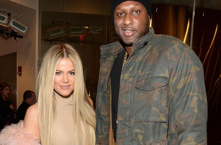 Khloe Kardashian ásamt Lamar Odom í Madison Square Garden í gærkvöldi.