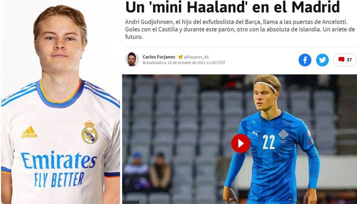 Andri Lucas Guðjohnsen er farinn að láta til sín taka hjá varaliði Real Madrid, sigursælasta félags í sögu Meistaradeildar Evrópu, og íslenska landsliðinu.