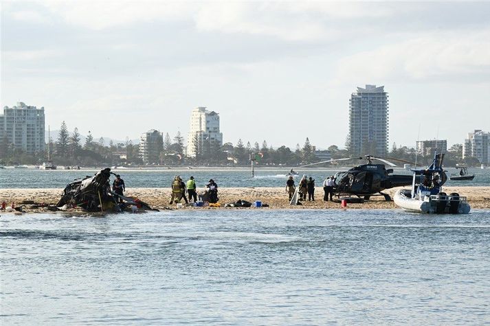 Frá vettvangi slyssins i bænum Gold Coast í Queensland.