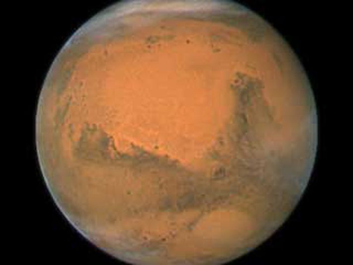 Nærmynd af Mars tekin með Hubble sjónaukanum.