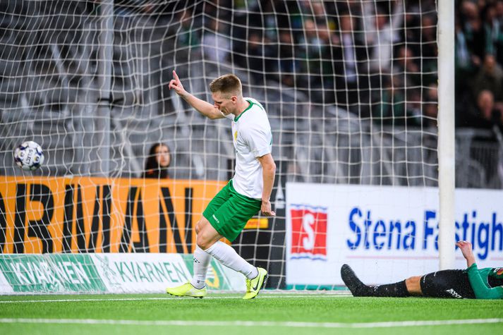 Aron Jóhannsson skoraði sín fyrstu mörk fyrir Hammarby í dag.