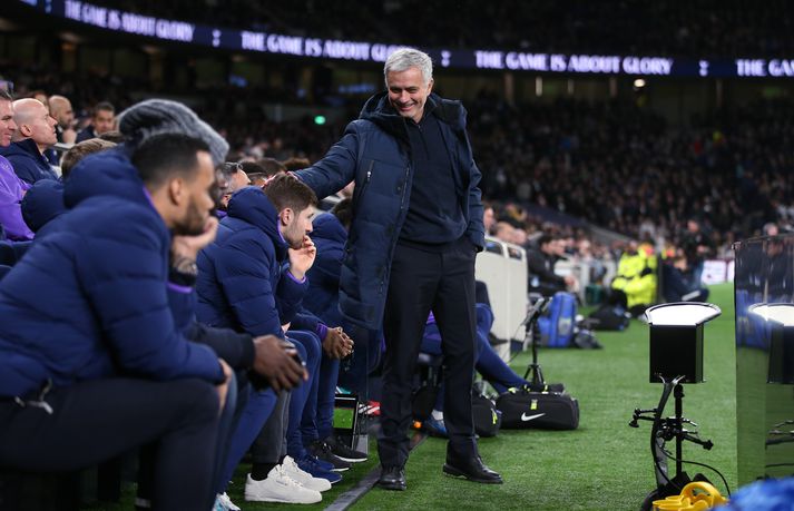 Það var létt yfir Mourinho í gær, allavega eftir að Tottenham komst yfir.