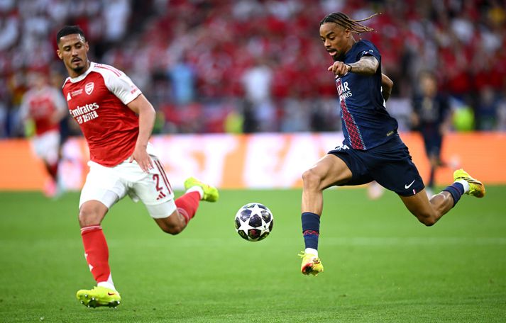 Barcola í úrslitaleik Meistaradeildar Evrópu á síðasta tímabili þar sem að PSG hafði betur gegn Arsenal