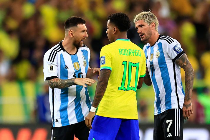 Lionel Messi og Rodrygo rifust aðeins fyrir leikinn.