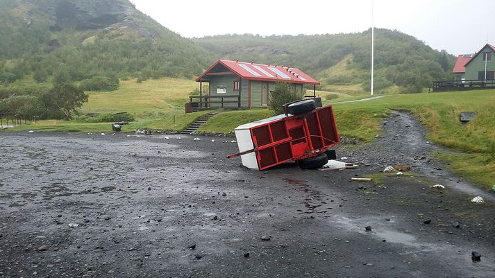 Stormurinn lék Þórsmörk grátt í fyrrinótt.