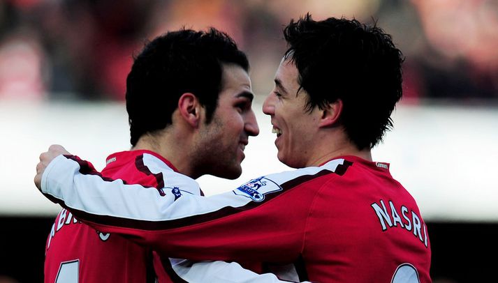 Fabregas og Nasri fagna marki í leik með Arsenal.