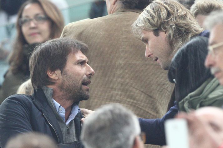 Antonio Conte og Pavel Nedved léku saman með Juventus og störfuðu svo saman hjá félaginu á árunum 2011-14.