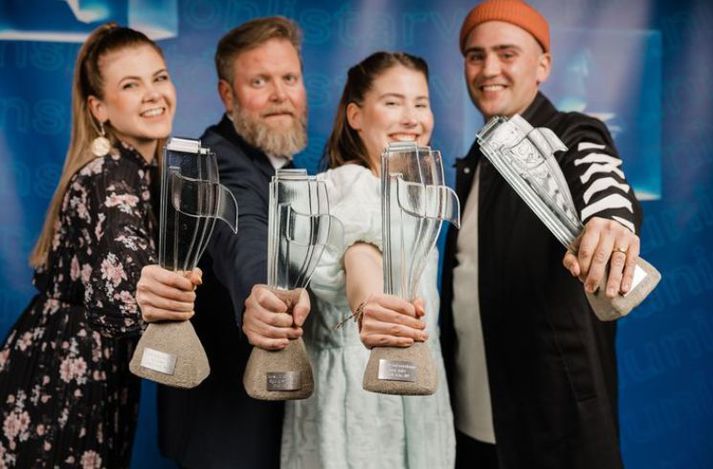 Marína Ósk, Hugi Guðmundsson, Árný Margrét og Friðrik Dór fengu öll verðlaun í fyrra.