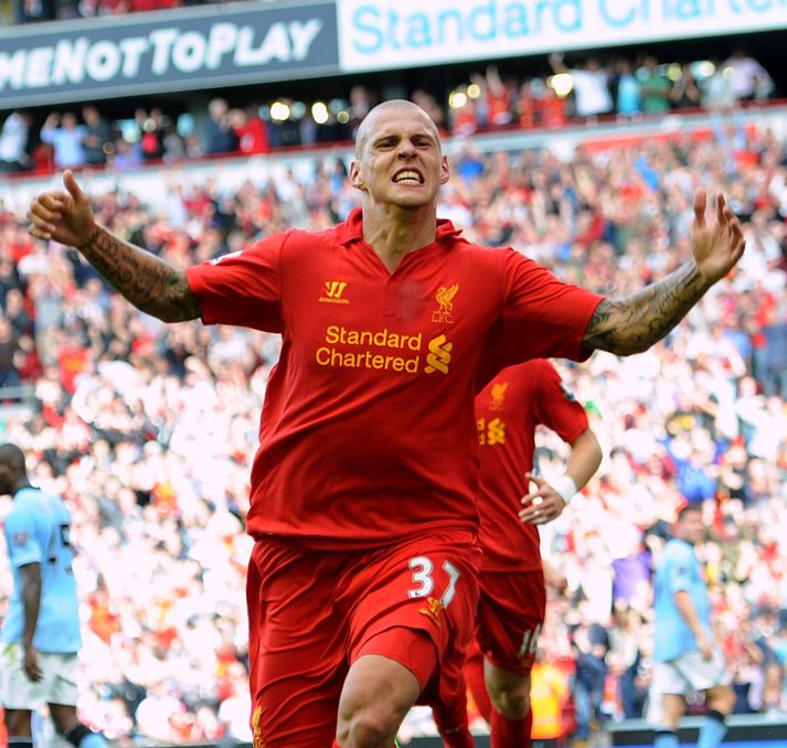 Hetja og skúrkur. Það gekk mikið á hjá Skrtel í dag.