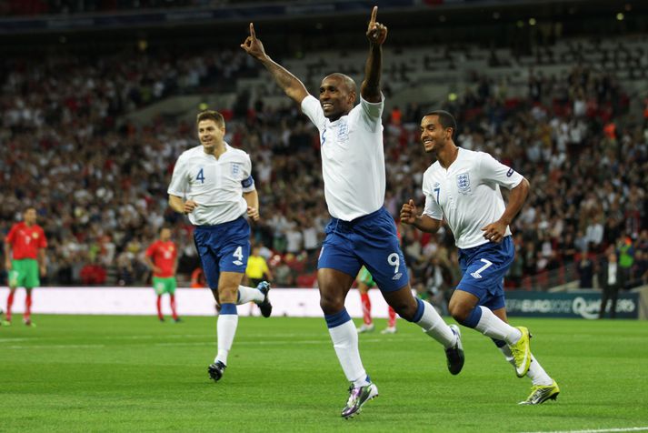 Jermain Defoe og Steven Gerrard léku saman hjá enska landsliðinu.