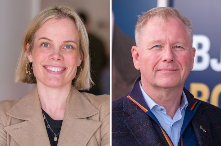 Björg Magnúsdóttir, oddviti Viðreisnar í Reykjavík, og Ari Edwald, oddviti Miðflokksins í borginni.