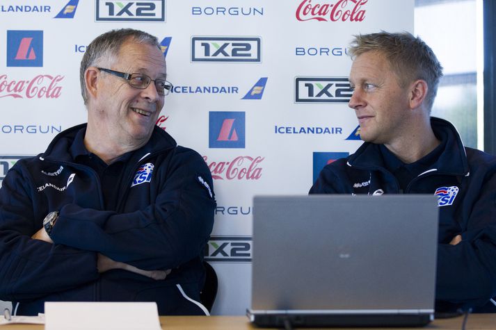 Lars Lagerbäck og Heimir Hallgrímsson, landsliðsþjálfarar.