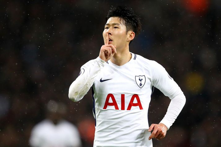 Heung-min Son fagnar jöfnunarmarkinu sínu.