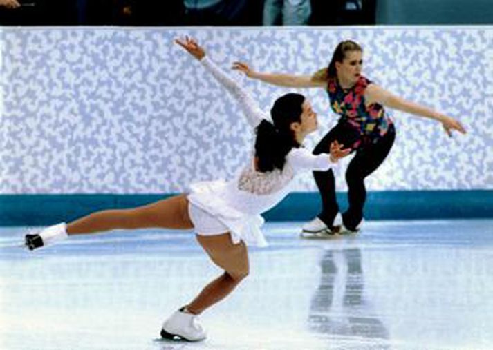 Nancy Kerringan og Tonya Harding á vetrarólympíuleikunum í Lillehammer árið 1994.