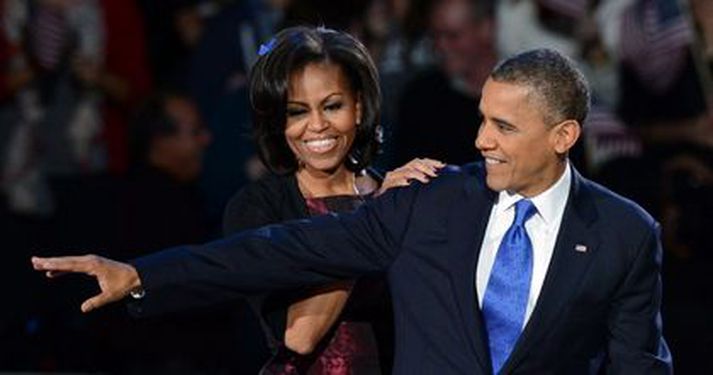 Barack Obama ásamt konu sinni, Michelle Obama.