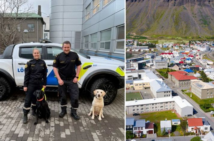 Buster og Tindur ásamt umsjónarmönnum sínum Marín og Þóri.