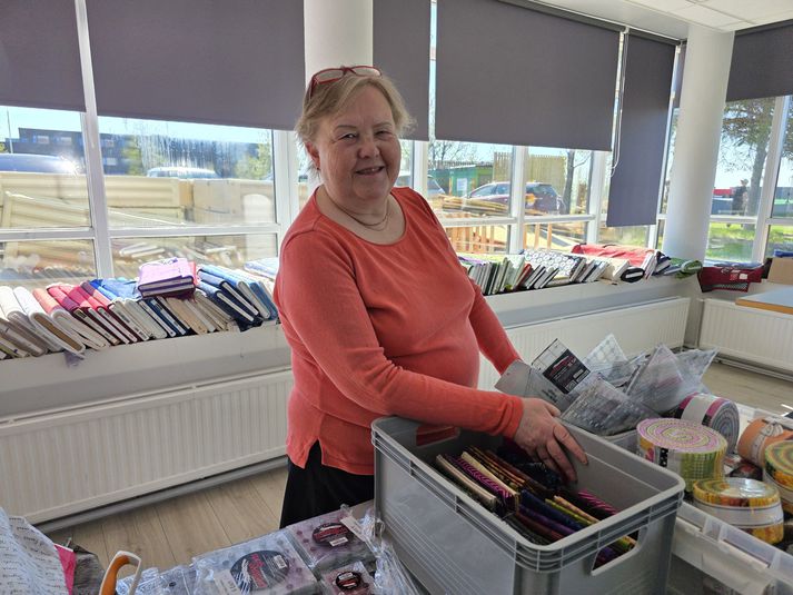 Jóhanna Viborg, sem var stjórnandi bútasaumsdaganna í Hveragerði en hún er líka með verslunina Bóthildi í Reykjavík þar sem allt fæst til bútasaums.