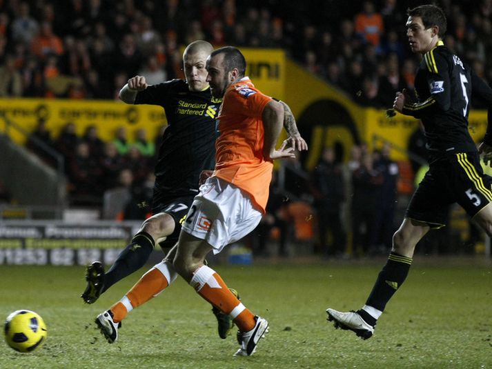 Gary Taylor-Fletcher skorar í kvöld.