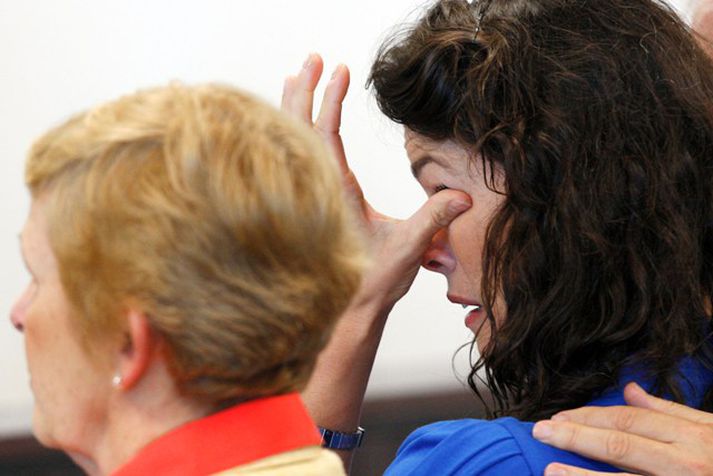 Nancy Kerrigan í réttarsal í Massachusetts í dag.