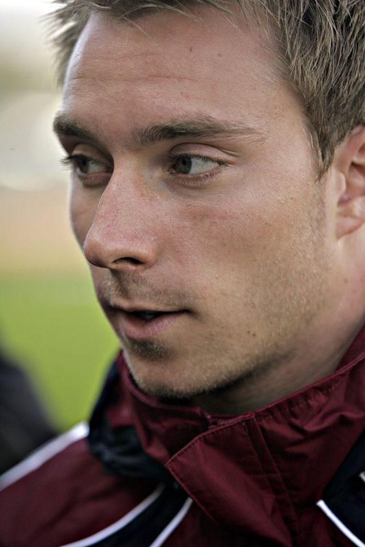 Christian Eriksen á landsliðsæfingu í vikunni.